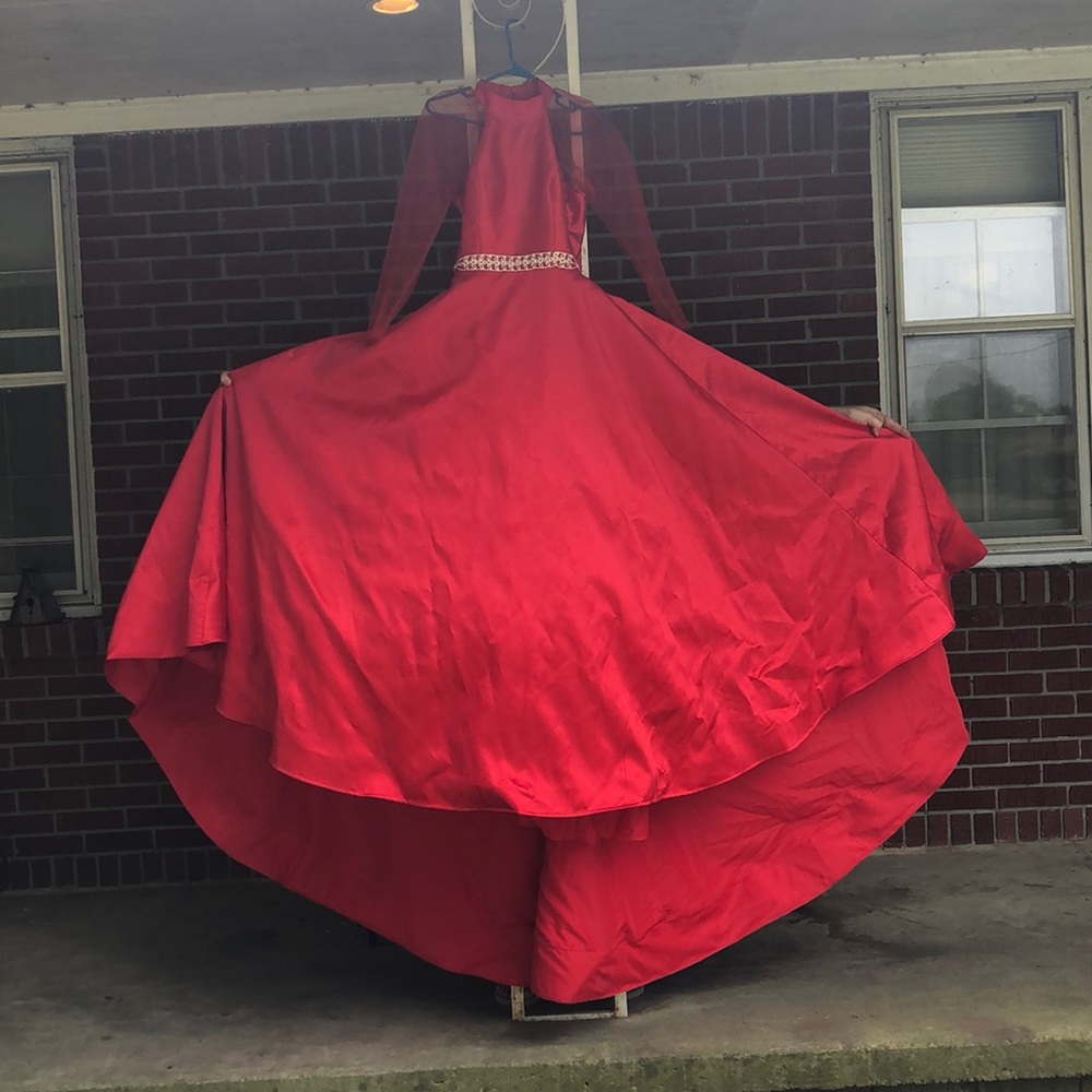 Red Halter Neck Prom Dress